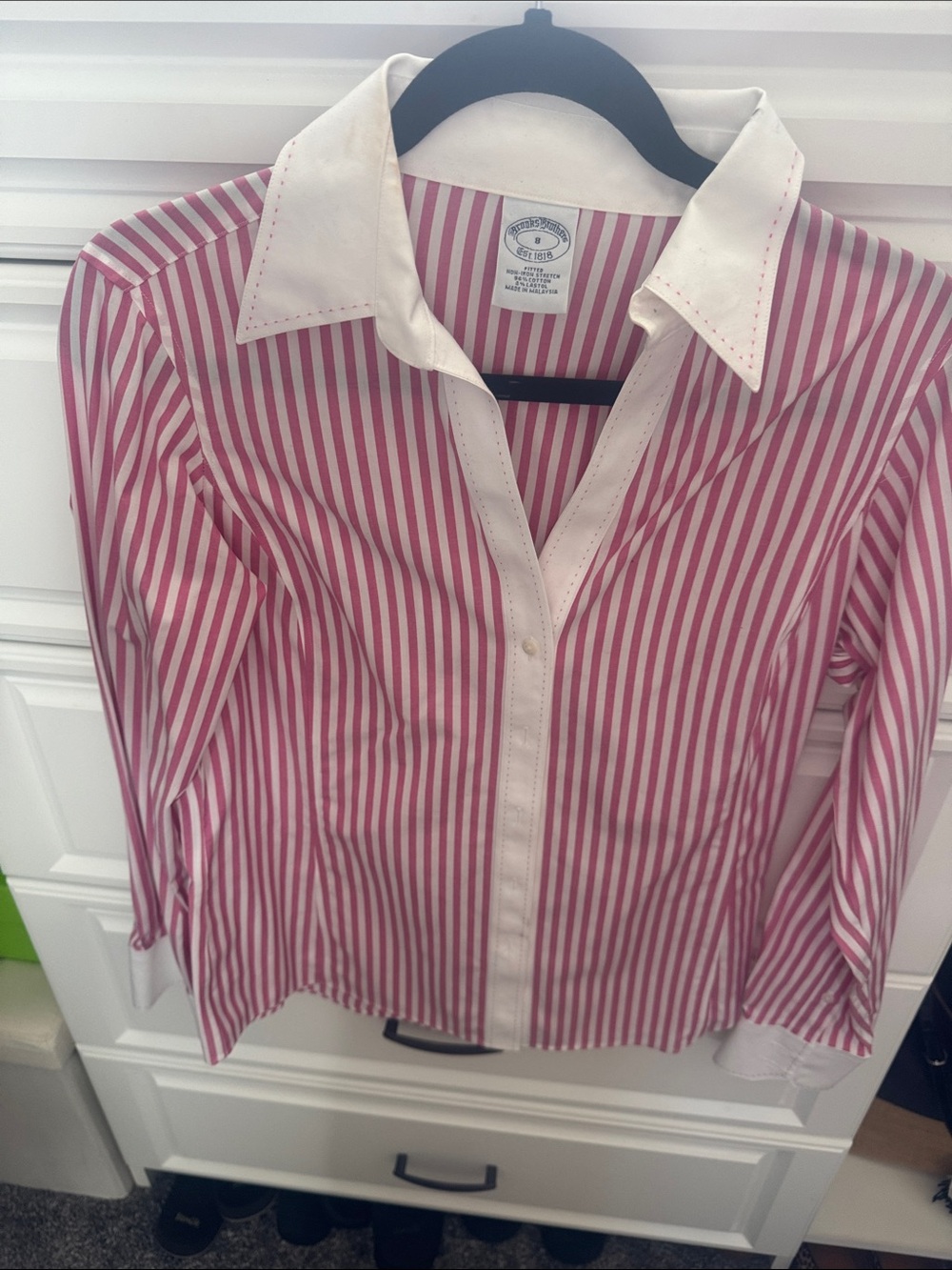 Brooks Brothers Pink and White Striped Button-Down Shirt